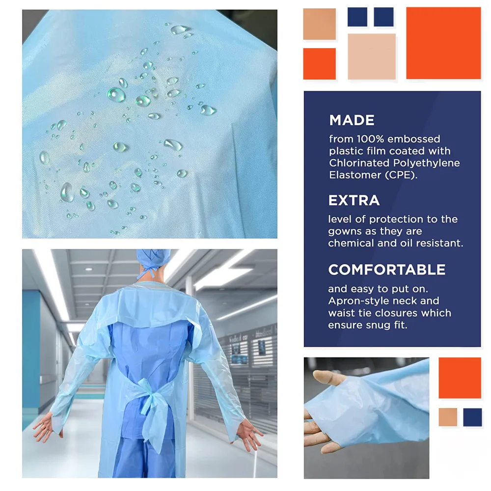 Isolation Disposable CPE Gowns with Thumbloops